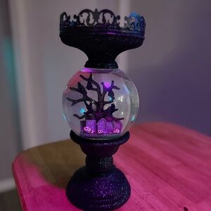 🎃 Bath & Body Works Halloween Cemetery Water Globe 3 wick candle holder